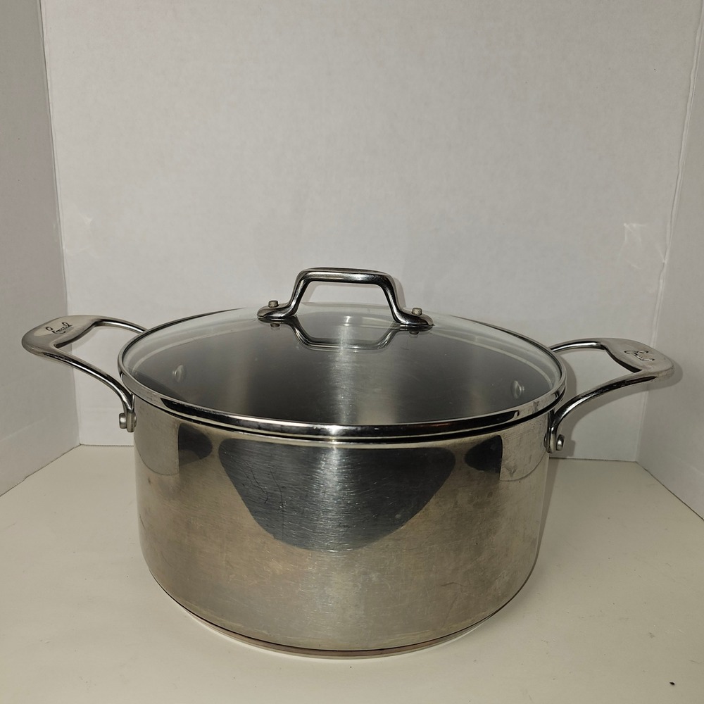 Emeril Lagasse 6 Qt Stainless Steel Stockpot Copper Clad Glass Lid Pot 10"